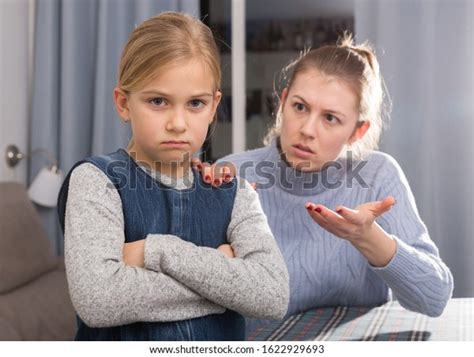 Serious Adult Mother Scolding Her Teenage Stock Photo 1622929693