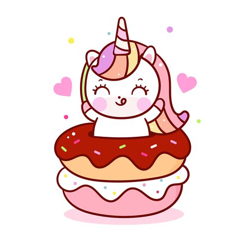 Cute Unicorn Donut Sweet Cupcake Cartoon Kawaii Food Muffin 684029 Vector Art At Vecteezy