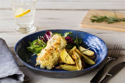 Crumbed Barramundi With Rosemary Potato Wedges Recipe Hellofresh