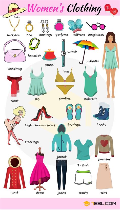 Womens Clothes Vocabulary Clothing Names With Pictures 7 E S L