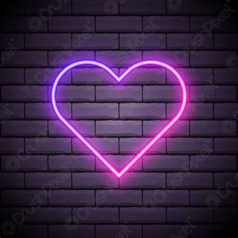 Bright Heart Neon Sign Retro Neon Heart Sign On Brick Stock Vector