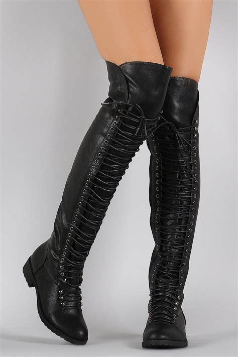 Combat Lace Up Over The Knee Boots Lace Up Combat Boots Thigh High