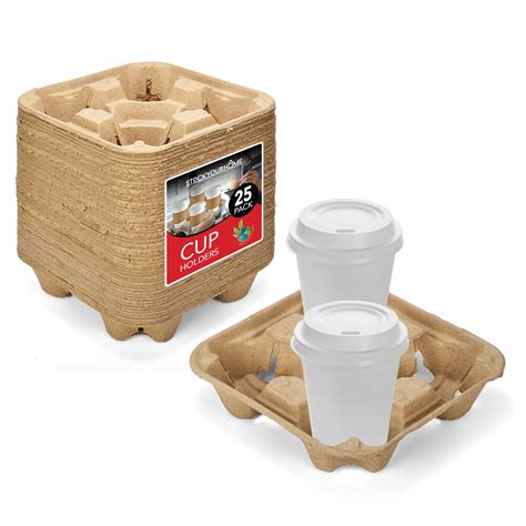 Buy 4 Cup Disposable Coffee Tray 25 Count Biodegradable And