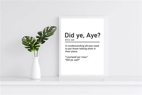 Scottish Definition Of Did Ye Aye Printable Scottish Etsy