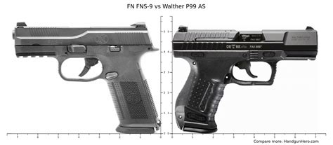 Fn Fns 9 Vs Walther P99 As Size Comparison Handgun Hero