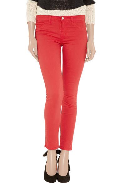 J Brand Cropped Mid Rise Twill Skinny Jeans Net A Porter