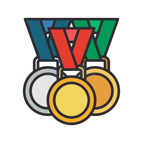 Line Vector Color Medal And Winner Award Icon Sport Equipment Success