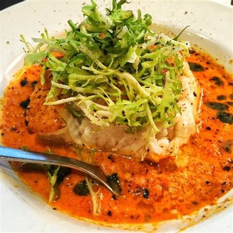 Pan Seared Sea Bass With Red Pepper And Coconut Soup Sea Bass Recipe