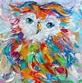 Owl print on canvas, bird art, made from image of past painting by ...