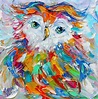 Owl print on canvas, bird art, made from image of past painting by ...