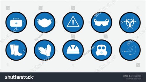 Set Safety Equipment Signs Mandatory Construction Stock Vector Royalty