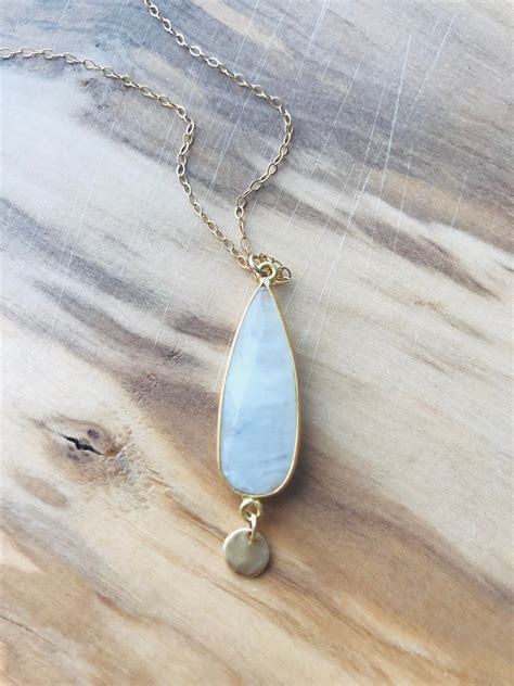 Moonstone Necklace Gold Coin Necklace Gemstone Jewlery Layering