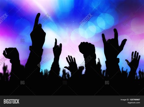 Silhouettes Concert Crowd Hands Image And Photo Bigstock