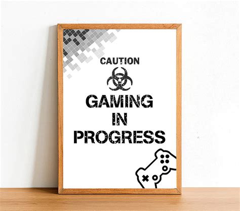 Caution Gaming In Progress Gaming Poster Print Gamer Wall Etsy