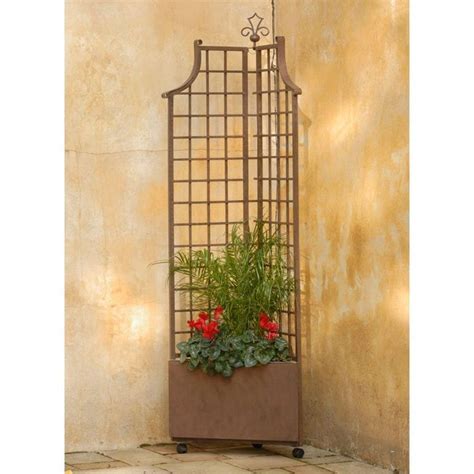 65 Foot Square Iron Corner Planter With Trellis Garden Planters At