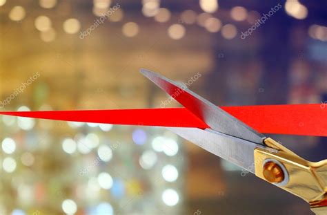 Scissors Cutting Red Ribbon — Stock Photo © Belchonock 79755972
