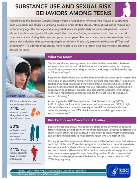 substance use and sexual risk behaviors among teens national prevention information network