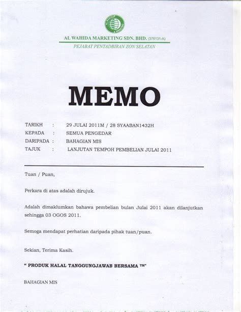 Contoh Memo Bahasa Inggris Aneka Contoh