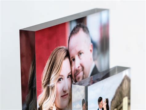 Acrylic Photo Blocks With Engraving Photo Prints Mounted Under