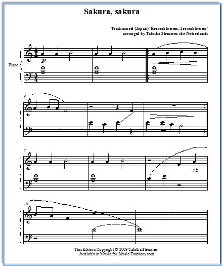 Download includes version without note names. Sakura Easy Piano Music, Free Sheet for Beginner Piano Students
