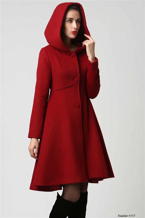 Red Swing Hooded Princess Coat Womens Winter Single Etsy