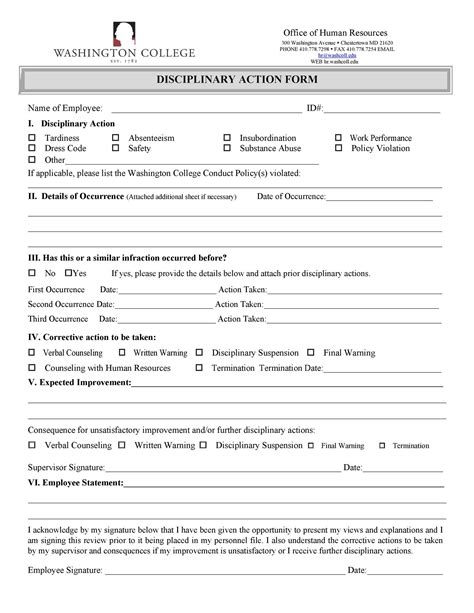 Printable Disciplinary Action Forms Printable Forms Free Online