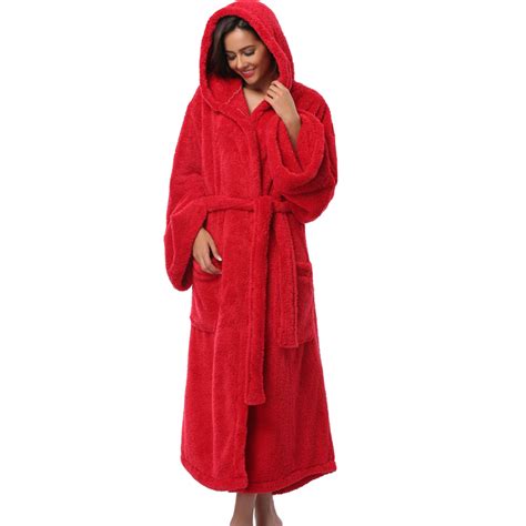 Winter Thick Warm Women Robes Coral Fleece Sleepwear Long Robe Woman El Spa Plush Long Hooded