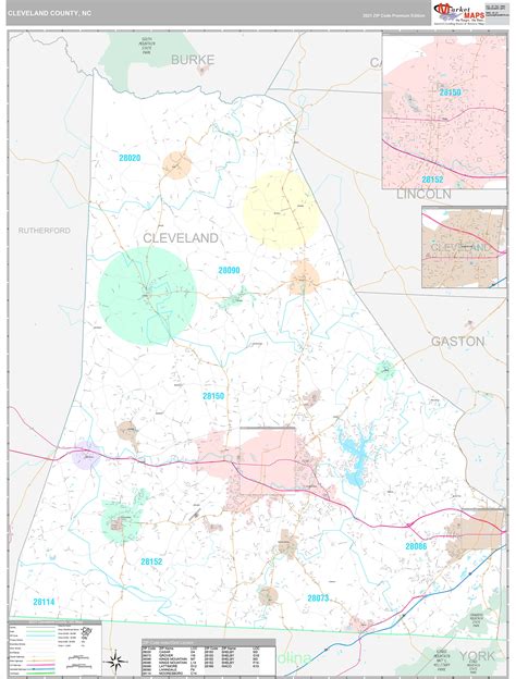 Cleveland County Nc Wall Map Premium Style By Marketmaps Mapsales