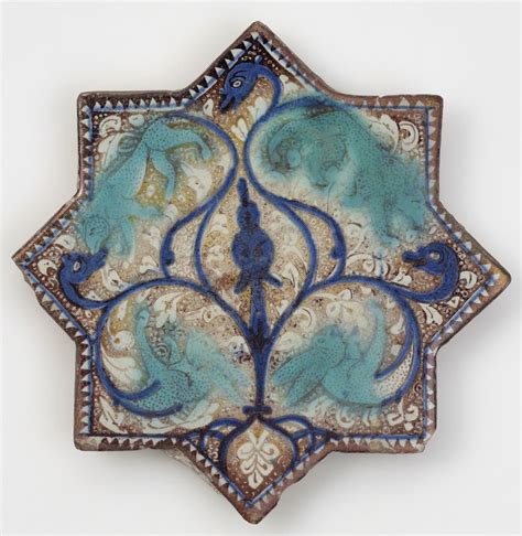 eight pointed star tile kashan iran late 13th century ad star tile islamic art islamic art