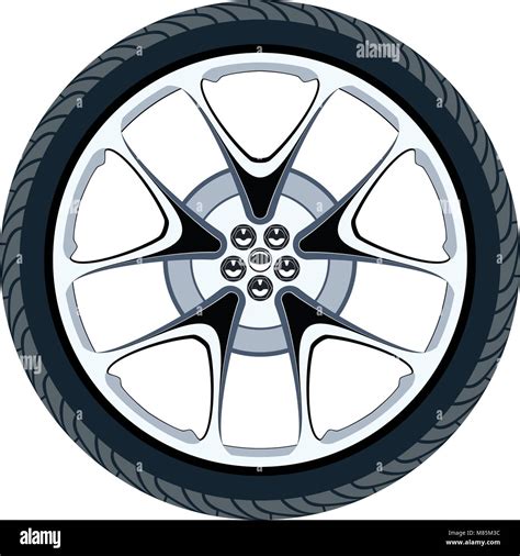 Vector Car Tire And Alloy Wheel Isolated On White Background Modern