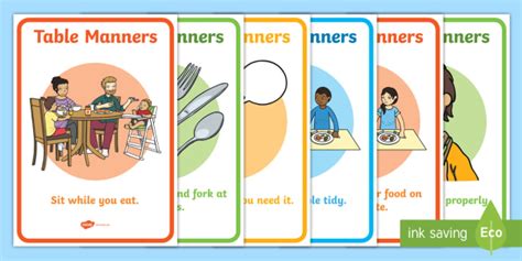 Table Manners Rules Display Posters Sen