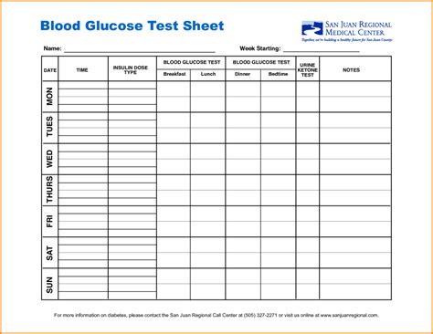 Diabetes Glucose Log Spreadsheet — Db
