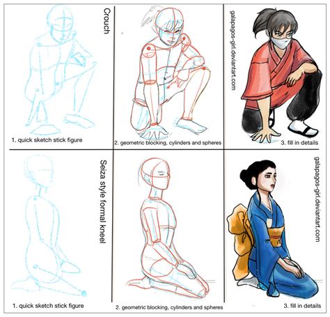 Tutorial Crouch And Seiza Poses By Galapagos Girl On Deviantart