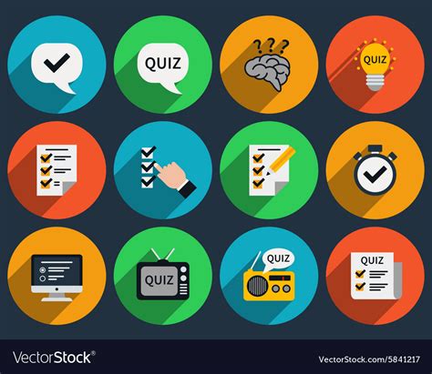 Mind Games And Quizzes Flat Icons Royalty Free Vector Image
