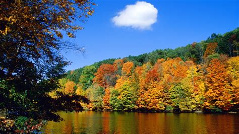 autumn, Fall, Rivers, Lakes, Reflection, Sky, Clouds, Landscapes ...