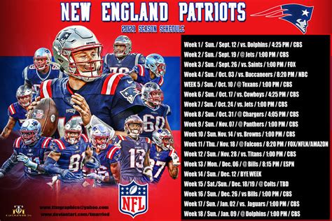 New England Patriots 2021 Schedule By Tmarried On Deviantart