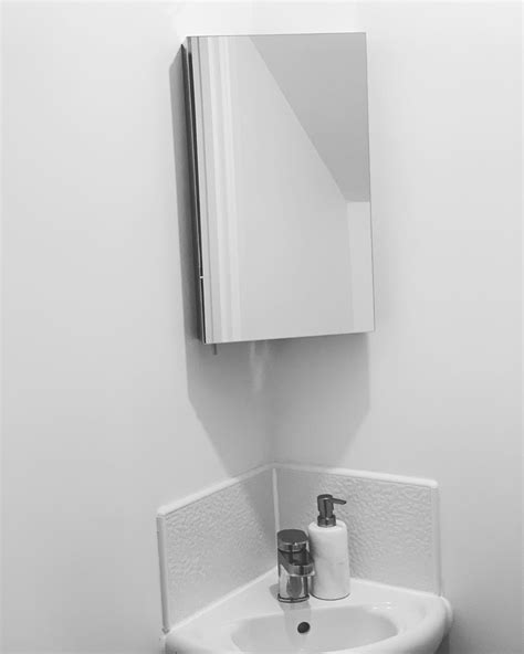 Vasari Stainless Single Door Steel Mirror Corner Bathroom Cabinet 500 X