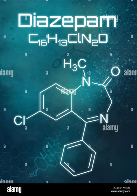 chemical formula  diazepam   futuristic background stock photo alamy