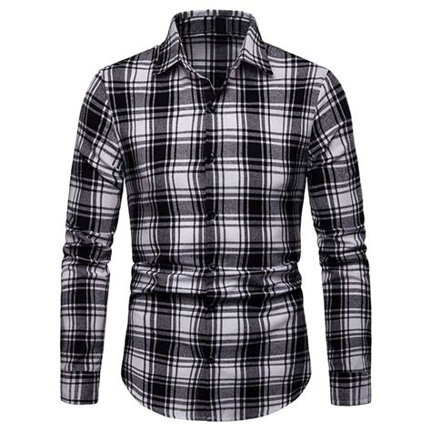 Checkered Shirt Long Sleeve Casual Shirt Black 4o07399910 Size M