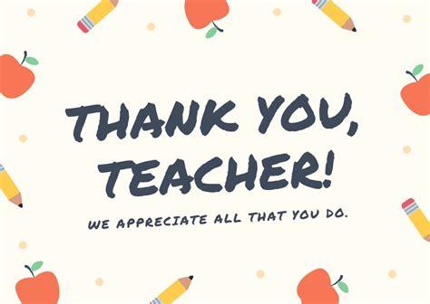 Customize 29 Teacher Thank You Cards Templates Online Canva