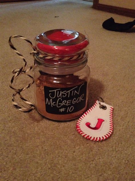 This is a great gift idea for adding some more baseball to a kid's room. Dirt from field in a jar for a baseball senior night ...