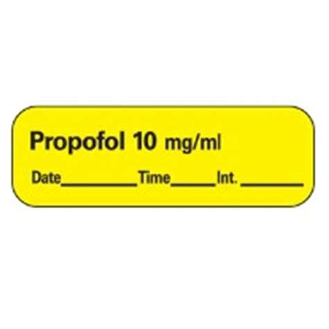 Timemed A Div Of Pdc Label Propofol 10mgml Anesthesia 1 12x12 Perm