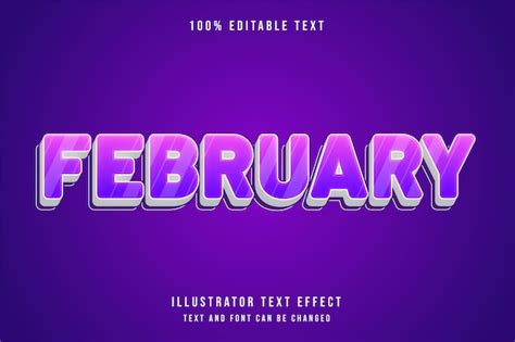 Premium Vector February3d Editable Text Effect Purple Gradation Pink