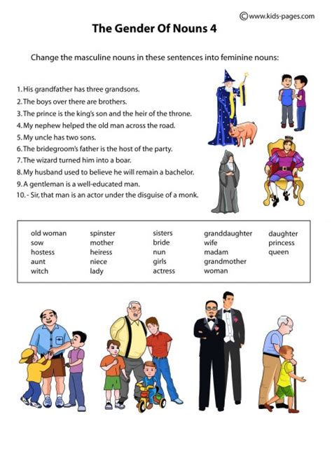 English Worksheets Gender Nouns Images And Photos Finder