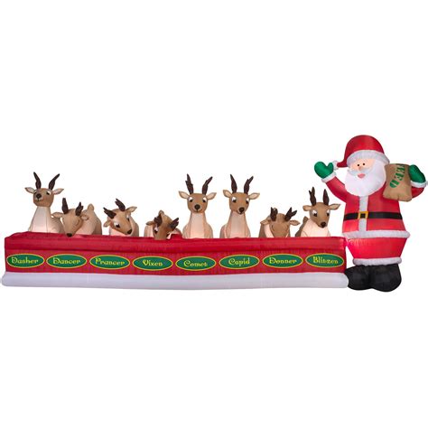 Buy Gemmy Airblown Inflatables Christmas Inflatable 16 5 Santa Feeding 8 Reindeer Online At