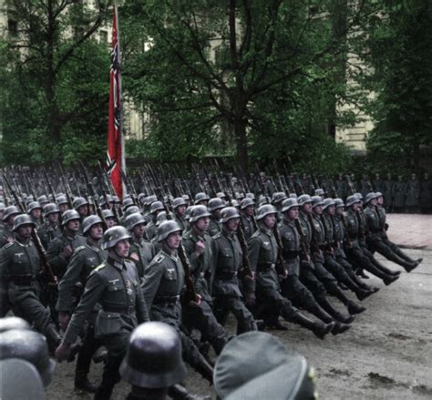 German Troops Marching Through Warsaw Colorized The Timeghost Army