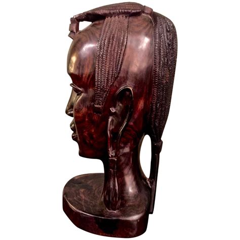 Carved African Wood Bust At 1stdibs