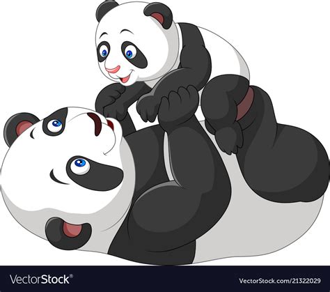 Cute Mother And Baby Panda Royalty Free Vector Image
