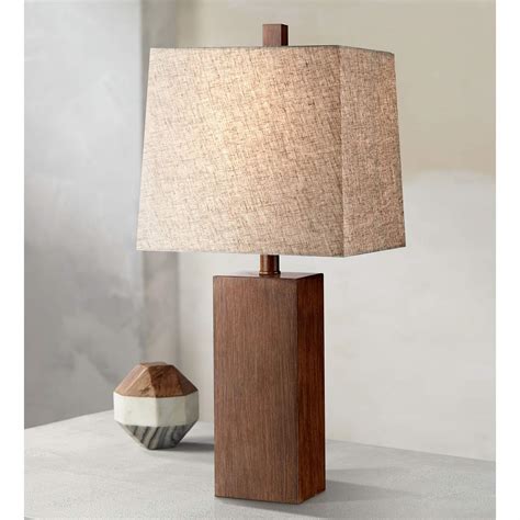 Darryl Wood Finish Rectangular Table Lamp 2x734 Lamps Plus