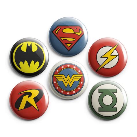 Superhero Logo Icons Magnets Pinback Buttons Badges 1 Etsy